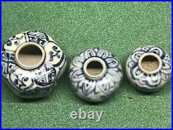 Hoi An Hoard Shipwreck collection lot of 3 diff size antique vases jarlette WOW