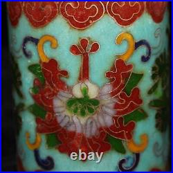 Old Collection Chinese Antique Pure Copper Cloisonne Nice Tea Caddy Box Storage