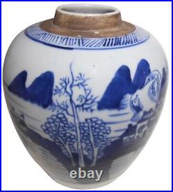 RARE 18TH C CHINESE ANTIQUE CANTON HND DEC 6 PRCLN HND PNTD GINGER JAR WithLNDSCP