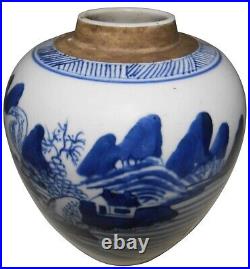 RARE 18TH C CHINESE ANTIQUE CANTON HND DEC 6 PRCLN HND PNTD GINGER JAR WithLNDSCP