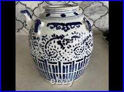 Rare Chinese Blue/White Wine Jug by Chinese Collectibles. Fine Art Ceramics