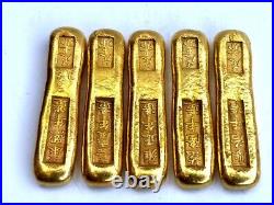 Superb Collection Chinese Qing 5 Emperor Dynasty Old Brass Not Gold Bar Ingot