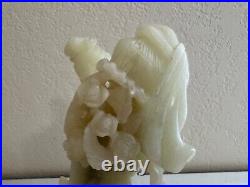 Vintage Antique Chinese Soapstone Carving Statue Woman with Flowers & Object