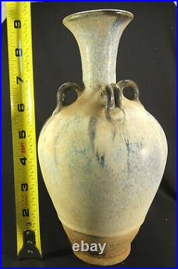 X-RARE Chinese Buddhist Vase $100k-Yuan Dyn. Jun Ware Opalescent White & Blue